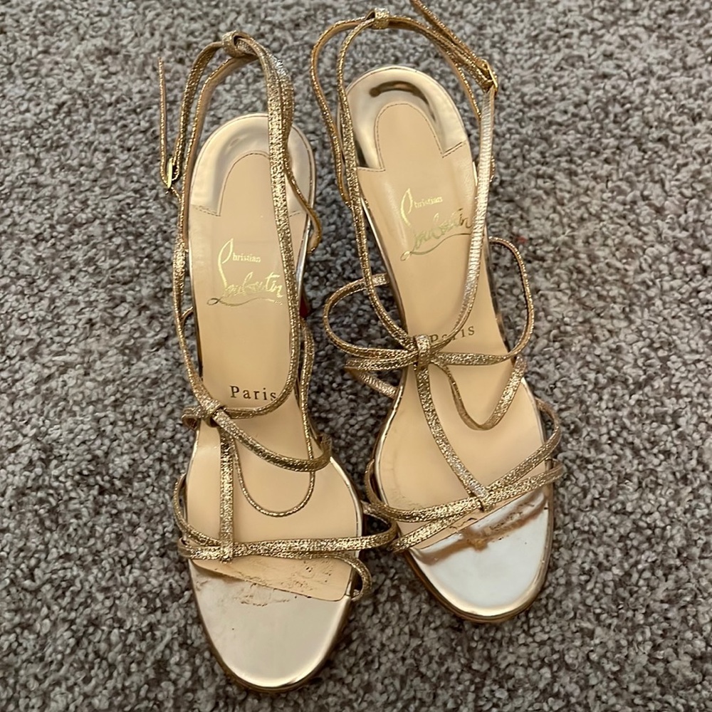 Louboutin youpiyou gold heels